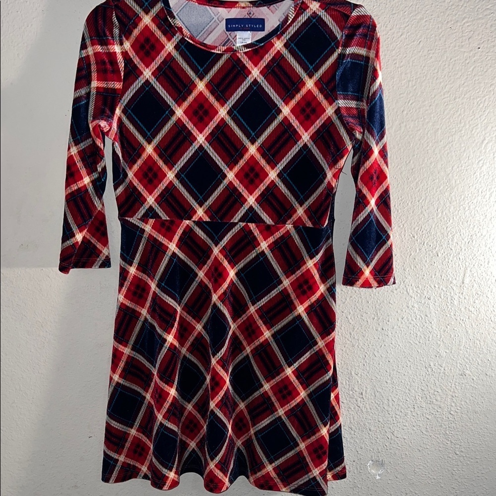 Sears Red and Blue Plaid Kids Dress